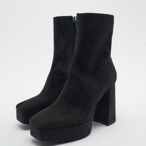 NWOB ZARA PLATFORM HEELED ANKLE BOOTS BLACK - REF. 2101/010 9, 8, 10